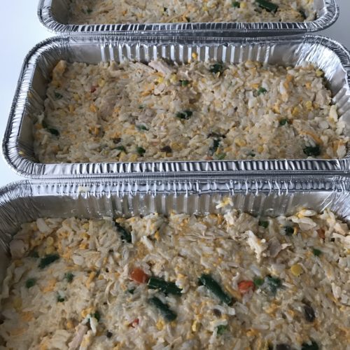 Chicken, rice, and veggie casserole freezer meal